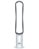 Dyson Cool AM07 - Ventilador con mando a distancia de 100 cm, temporizador de 9 horas, silencioso, color blanco/plateado, ahorro de energía, ventilador de pie para dormitorio, volumen 48 dB, 10