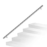Ikodm Pasamanos de acero inoxidable para escaleras, pasamanos de pared, 200 cm de diámetro, 42 mm, para exterior e interior con soportes de pared, material de montaje