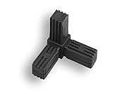 1 conector para tubo cuadrado de tubería en cruz con salida, plástico/poliamida, negro (30 x 30 x 2,0 mm, 3 clavijas).