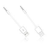 Cable USB CERRXIAN, 10,5 cm de longitud, 3,5 mm 2 en 1 cargador USB y cable de datos SYNC para Apple iPod Shuffle 3ª / 4ª / 5ª / 6ª / 7ª generación (2 PAQUETE-Blanco)