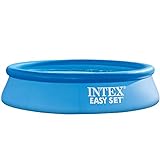 Intex Piscina exterior inflable 28120NP Easy Set de 10 pies x 30 pulgadas, 3853 litros de capacidad de agua, piscina lista para el agua en 10 minutos, azul (bomba no incluida)