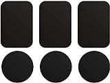 ivoler 6 piezas láminas Metálicas, Muy Finas Reemplazo de Placas de Metal con 3M Adhesivo para Soporte Movil Coche Magnético/Soporte iman movil Coche - 3 Redondas y 3 rectangulares,Negro