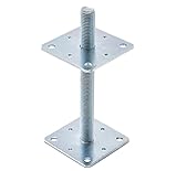 TRIBECCO® Soporte de poste vertical ajustable (110 x 110 x 250 / rosca M 24), pie de soporte de altura regulable, base de suelo, base de hormigón, para atornillar, regulable