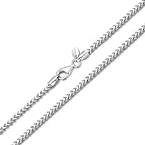 Amberta Collar para Hombre en Plata de Ley 925 - Cadena Franco 2.5 mm: Collar Cadena de Plata para Hombre 50 cm