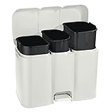 keeeper Tontarelli - Cubo de Reciclaje 'Patty3' Con Tres Compartimentos y Cubos Extraíbles, Color Blanco, 1500 ml, 3 compartimentos