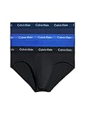Calvin Klein Hombre Pack de 3 Calzoncillos Hip Briefs Algodón con Stretch, Multicolor (Black/Blueshadow/Cobaltwater Dtm Wb), M