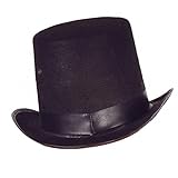 Acan Clásico sombrero chistera alta de fieltro color negro para jóvenes y adultos para carnaval, halloween y celebraciones. Tamaño 18 x 29 x 32 cm