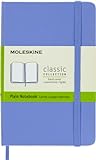 Moleskine - Cuaderno Clásico con Hojas en Blanco, Tapa Dura y Cierre con Goma Elástica, Tamaño de Bolsillo 9 x 14 cm, Color Azul Hortensia, 192 Páginas