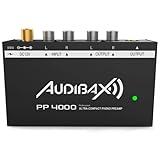 Audibax PP4000 - Preamplificador Previo de Phono RIAA para Tocadiscos - Interruptor ON/Off - Adaptador de Corriente 12V DC - Preamp de Audio Estéreo Hi-Fi para Giradiscos - Conector RCA