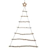GWHOLE Escalera de Madera Árbol de Navidad 90 x 60cm para Colgar Calendario de Adviento Decoración Navidad Ramas Adornas de Pared