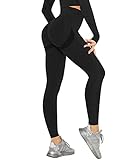 DUROFIT Mallas Push Up Mujer Leggings Deportivas Pantalones Deportivos Fitness Leggins Polainas de Yoga Training Fitness Cintura Alta Estiramiento Elásticos Negro M