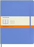 Moleskine - Cuaderno Clásico con Hojas de Rayas, Tapa Blanda y Cierre con Goma Elástica, Tamaño XL 19 x 25 cm, Color Azul Hortensia, 192 Páginas