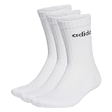 adidas Unisex adulto Linear Crew Cushioned 3 Pairs Calcetines clásicos, White/Black, S