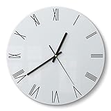 DEQORI Reloj de cristal, redondo, diámetro de 30 cm, color liso, gris claro, diseño silencioso, reloj de pared para sala de estar y cocina, moderno reloj de pared para la pared