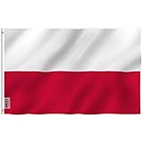 Anley Fly Breeze Bandera de Polonia de 3x5 pies - Color Vivo y Resistente a la decoloración UV - Encabezado de Lona y Doble Costura - Banderas de la República de Polonia Poliéster con Arandelas