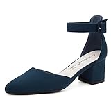 Greatonu Zapatos de Tacón Ancho Básico Popular Azul de Cita y Fiesta para Mujer Tamaño 39 EU