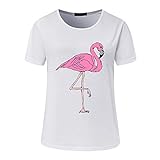 XIAOBAOZITXU Pinkish Flamingo Imprimir Camiseta Mujer Casual Lindo De Dibujos Animados Tops Verano Suave Manga Corta Camiseta para Niña S