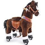 PonyCycle Juguete oficial de equitación para niños pequeños con freno y sonido, 76 cm de altura/tamaño 3 para 3 – 5 años, caballo de chocolate, juguete de peluche, modelo Ux321
