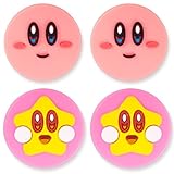 BelugaDesign Empuñaduras de Pulgar Kirby Switch | Lindo Anime Smash Star Aliados Tierra olvidada | Tapas de Joystick Botón Rosa Pastel | Compatible con Nintendo Switch Estándar Lite OLED