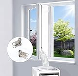 EGNBU Sello de ventana universal de 400 cm, kit de ventana portátil para aire acondicionado y secadora de muebles, cremallera doble, fácil de montar, protectores de intercambio de aire