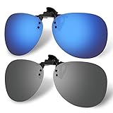 Hifot Clip Gafas de Sol polarizadas Lentes 2 Piezas, Flip up Gafas de Sol para Mujer Hombre, Suplementos de Sol para Gafas graduadas