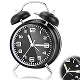 Gowkeey Reloj Despertador Analógico Silencioso, Reloj Despertador Vintage con Luz Nocturna y Manecillas Luminosas, Sin Tictac Despertador Pilas Silencioso para Dormitorio Sala Oficina, 15×11.5cm