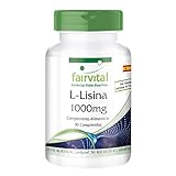 Fairvital | Lisina altamente dosificada - 1000mg - Clorhidrato de L-Lisina - 90 comprimidos