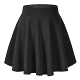Urban GoCo Falda Mujer Elástica Plisada Básica Patinador Multifuncional Corto Falda (S, Negro)