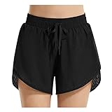 BALEAF Bañador para mujer UPF50+ bañador de secado rápido, protección UV, pantalones cortos con bolsillo con malla, Negro , XL