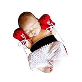 LICHENGTAI Traje de Punto de Ganchillo para Bebé, Ropa de Fotografía de Punto de Lana de Boxeo para Bebés, Conjunto de Traje de Bebé, Regalos para Niños de 0 a 3 Meses