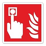 pubblimania Botón de alarma de incendio, adhesivo de PVC, resistente para exterior e interior, 14,5 x 14,5 cm (botón de alarma de incendio)