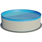 Planet Pool Piscina de pared de acero redonda 350 x 90 cm, acero 0,3 mm, color blanco, pantalla azul de 0,2 mm