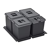 SOTECH Cubo de basura Draw 15+10+10+6L Sistema de Separación de Residuos con Tapa Sistema de Residuos para Ancho 60 cm
