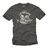 Camiseta Hombre Manga Corta - Le Mans T-Shirt - Vintage Cafe Racer Moto Gris M