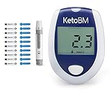 KetoBM Medidor de cetonas en sangre - Kit de análisis Incluye medidor portátil de cetonas, dispositivo de punción, maletín de transporte, 10 lancetas y 10 tiras
