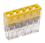 Kopp 33346412 Wago Compact de Cajas de Conexiones Abrazadera 5 de Escalera de Abrazadera Amarillo 0,5 – 2,5 mm² 10 Unidades, Transparente/Amarillo