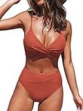 CUPSHE Mujer Traje De Baño Push up Sujetador Acolchado Bikini Rojo M
