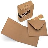 Japun - juego de 50 tarjetas plegables cuadradas en blanco que incluyen sobres, tarjetas plegables para diseñar, etiquetar o imprimir - marrón