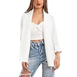 Toocool - Blazer básico de mujer, chaqueta cruzada, elegante, estilo casual, primavera, modelo VI-80021, Color blanco., Talla única