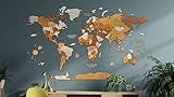 Mapamundi de madera para decorar la pared, realizado con varias capas de madera tintada con nombres grabados - efecto único 3D, para sala de estar, oficina, dormitorio (XL Adventurer 200x115cm)