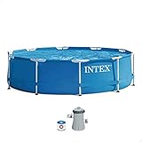 Intex 28202UK 10ft x 30in Metal Frame Swimming Pool with Filter Pump, 4,485 liters, Blue, 305x76 cm