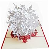 Obelunrp Tarjetas de Navidad emergentes, tarjetas emergentes de Navidad de copas de nieve en 3D, tarjeta de felicitación de Feliz Navidad para la Decoración de Presente