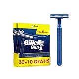 Gillette Blue II Maquinilla de Afeitar Hombre, Cuchillas de Afeitar desechables con Cabezal Fijo, 30+10 Gratis, 40 Unidades, Azul