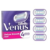Gillette Venus Deluxe Smooth Swirl - Cuchillas de afeitar para mujer, 4 cuchillas de repuesto para maquinilla de afeitar de mujer con 5 hojas, 4 unidades (1 unidad)