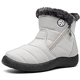 Botas de Nieve para Mujer Botines de Invierno Impermeable con Cremallera Forradas Calientes Boots Zapatos Outdoor Ultraligero Antideslizante,Beige 3,39 EU