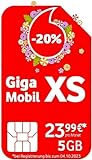 Vodafone Contrato de telefonía móvil GigaMobil XS | Ahora 5 GB de Volumen de Datos | Adicional 24 x 20% de Descuento en tarifas | Red 5G | itinerancia de la UE | Teléfono - SMS Plano a la Red Alemana