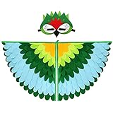 Aurasky Disfraz de Alas de Pájaro para Niños, Capa Alas de Pájaro Niño con Mascara, Capa Disfraz Niño Traje Pájaro Búho Carnaval Halloween Navidad Cosplay Fiesta(Azul Verde)