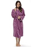 CityComfort Señoras Robe Luxury Terry Toweling algodón bata albornoz Mujeres altamente absorbente mujeres con capucha y Shawl Towel baño abrigo (S, Orquidea Salvaje)