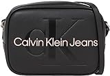 Calvin Klein Jeans Bolsa de cámara esculpida 18 Mono, Crossovers para Mujer, Negro con Rosa, One Size