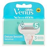 Gillette Venus Deluxe Smooth Sensitive Cuchillas de Recambio Para Mujer, 3 Uds